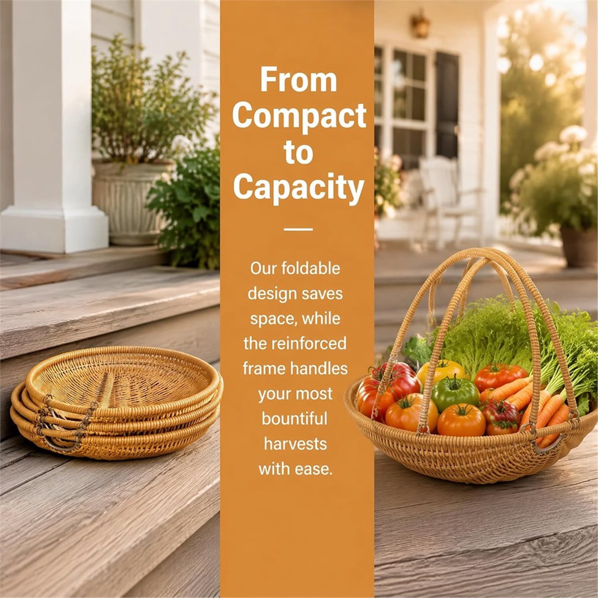 سلة حصاد من الخيزران بمقبض قاب - مراجعة Gardening Tools Basket وسعره